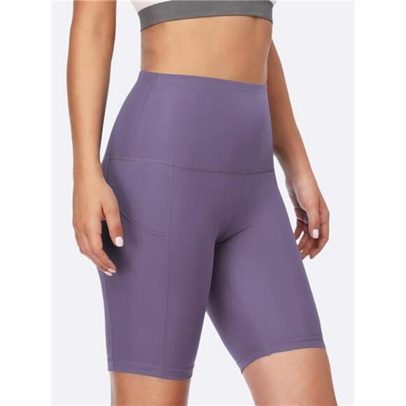 High Waist Yoga Shorts with Pockets Workout Biker Running Spandex Gym Women - Picture 4 of 7